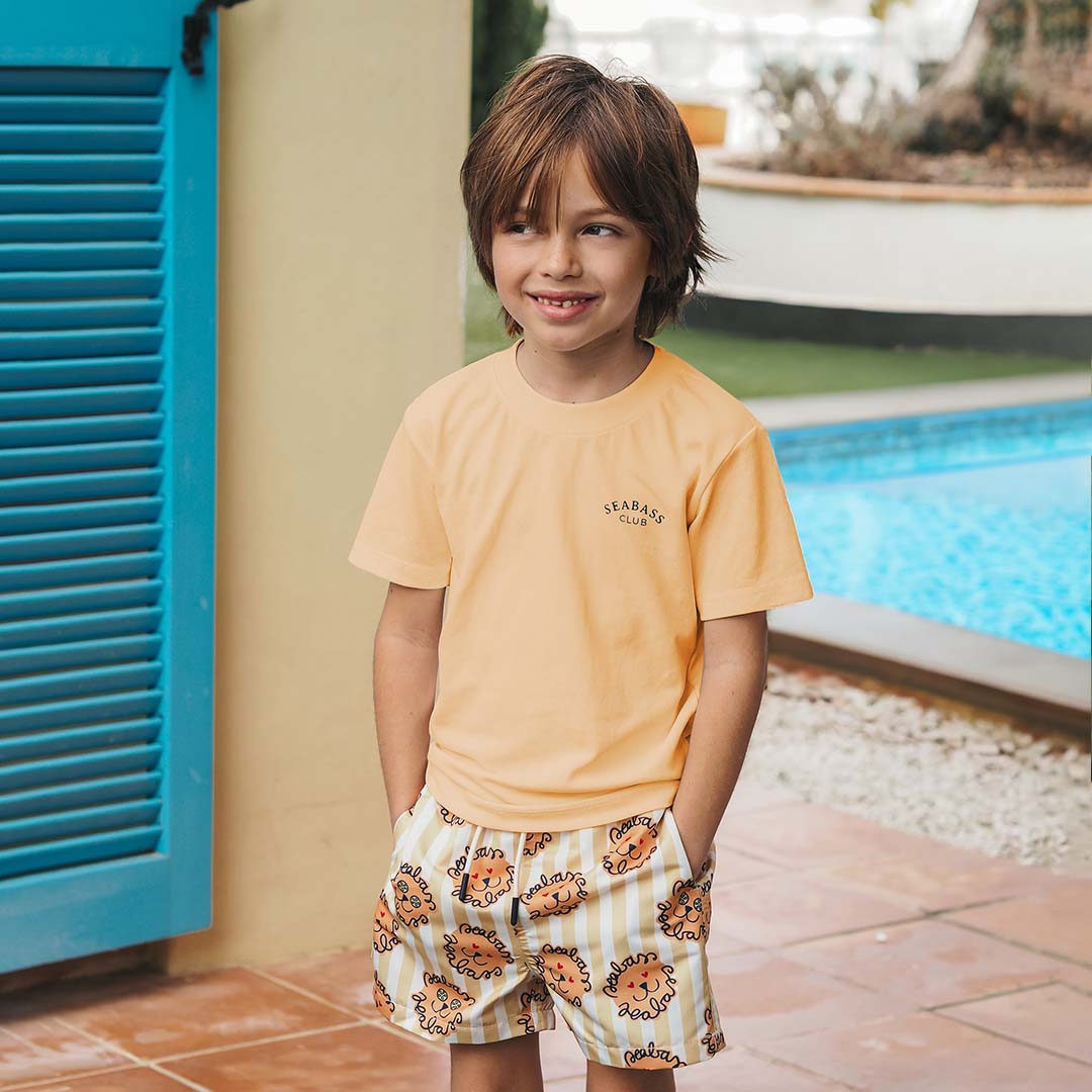 Boy UV Swim Short Leone - lion yellow stripes