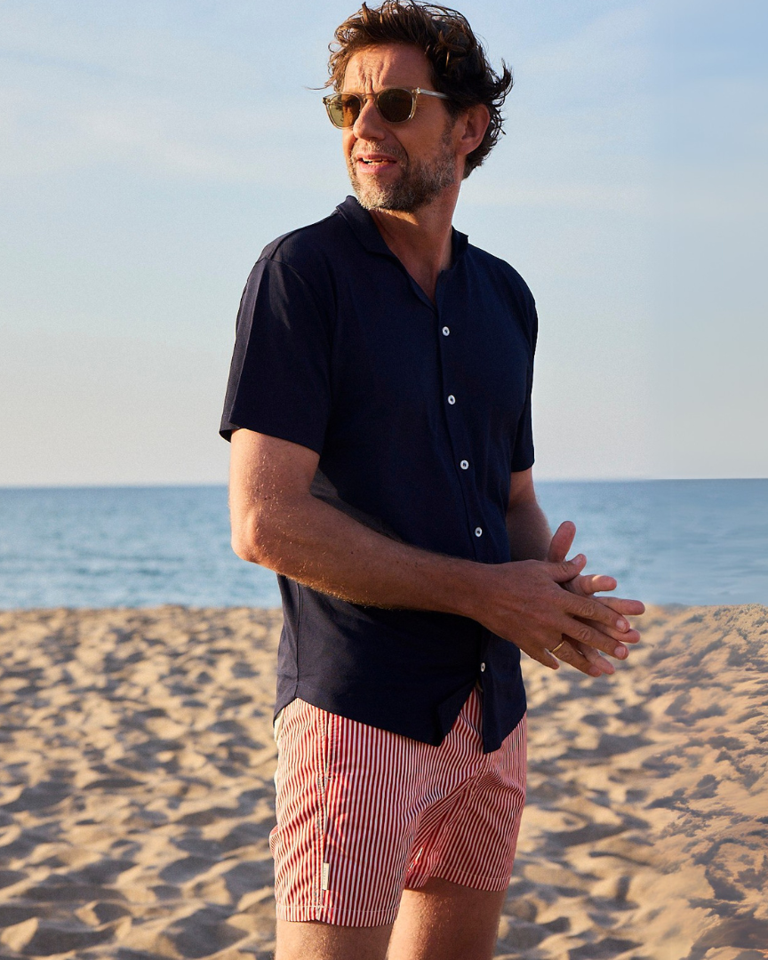 Men UV Swim Short Venice - red stripes