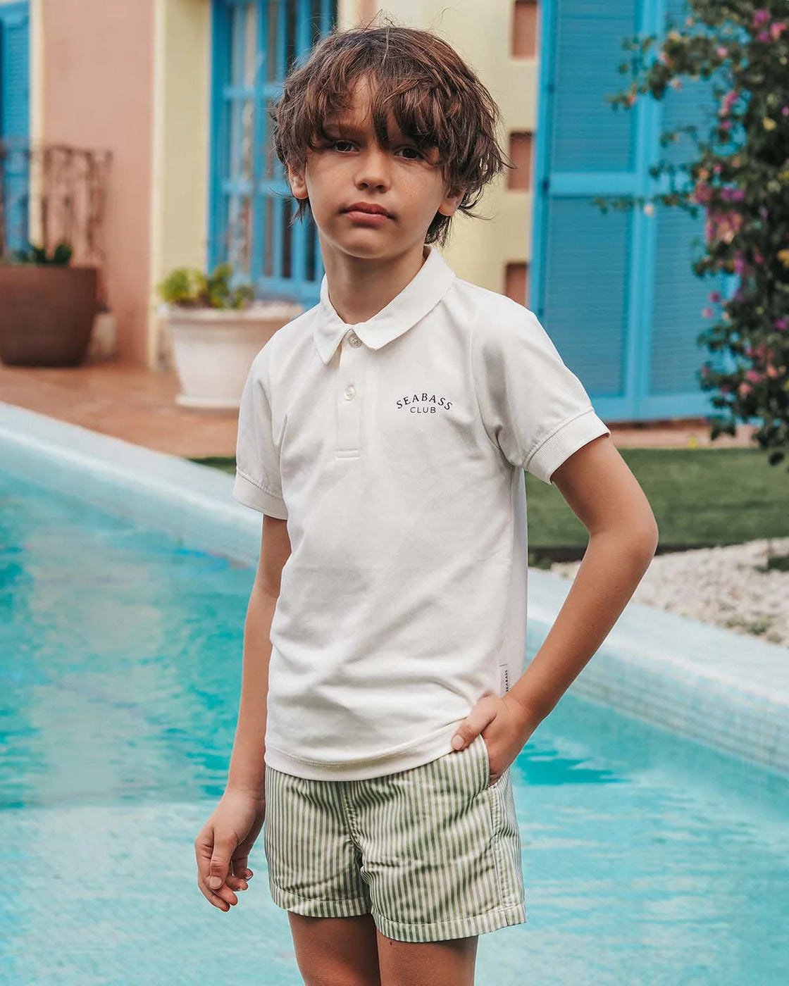 Boy UV Swim Short Portofino - green stripes