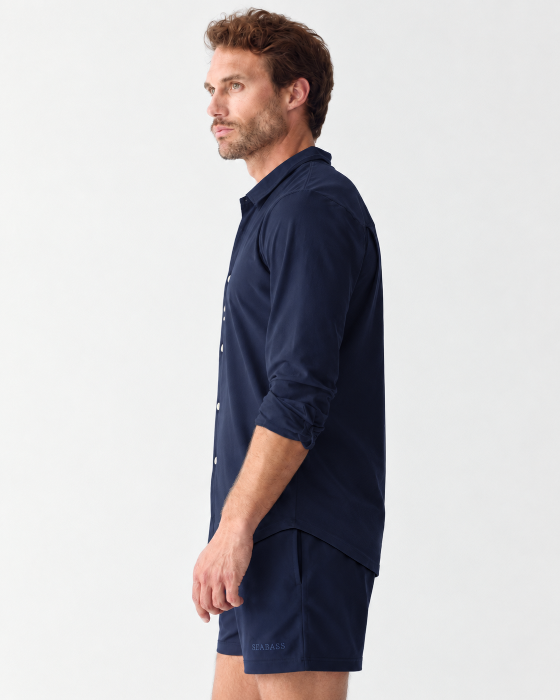 Men UV Classic Button Shirt Bar Navy