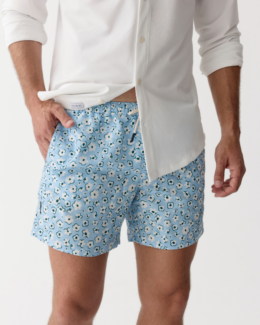 MÄNNER UV BADESHORT PALMA - HELLBLAU