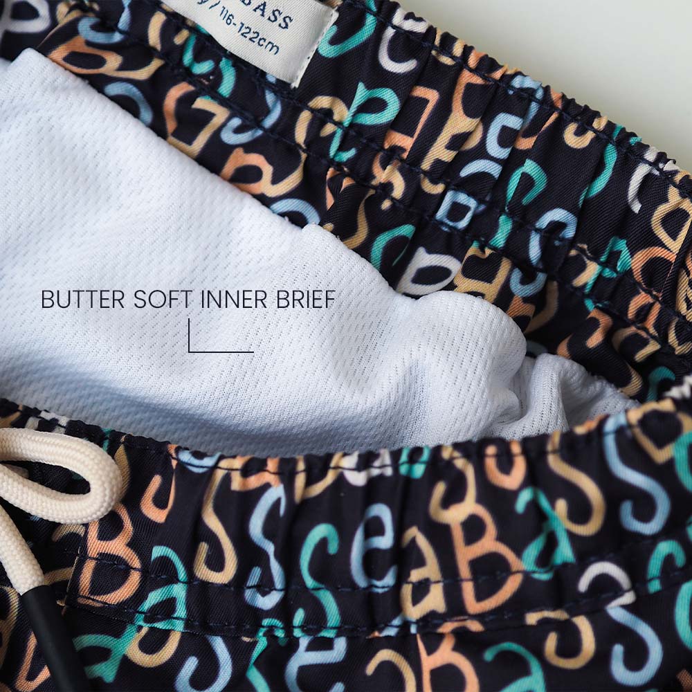 Boy UV Swim Short Hollywood - navy logo print