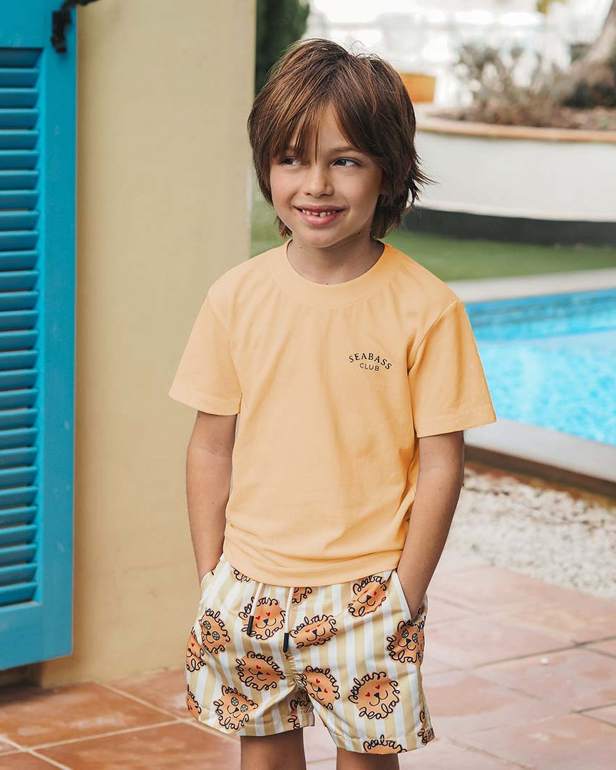 Boy UV Swim Short Leone - lion yellow stripes