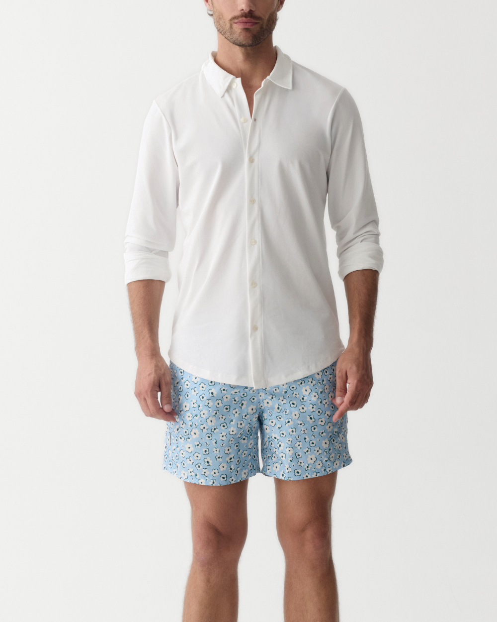 MÄNNER UV BADESHORT PALMA - HELLBLAU