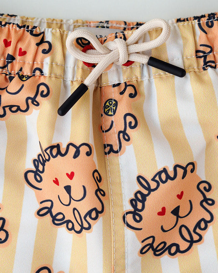 Boy UV Swim Short Leone - lion yellow stripes