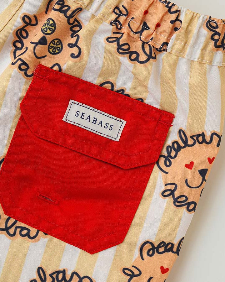 Boy UV Swim Short Leone - lion yellow stripes