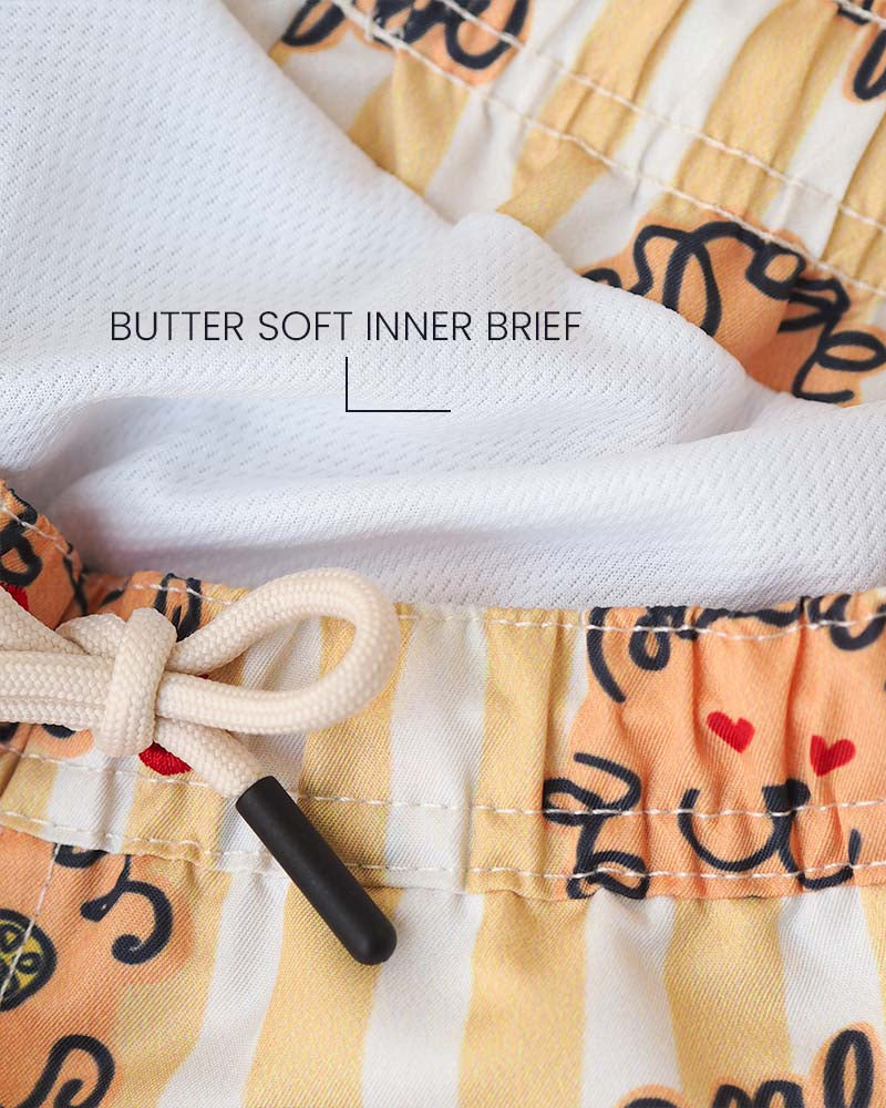 Boy UV Swim Short Leone - lion yellow stripes