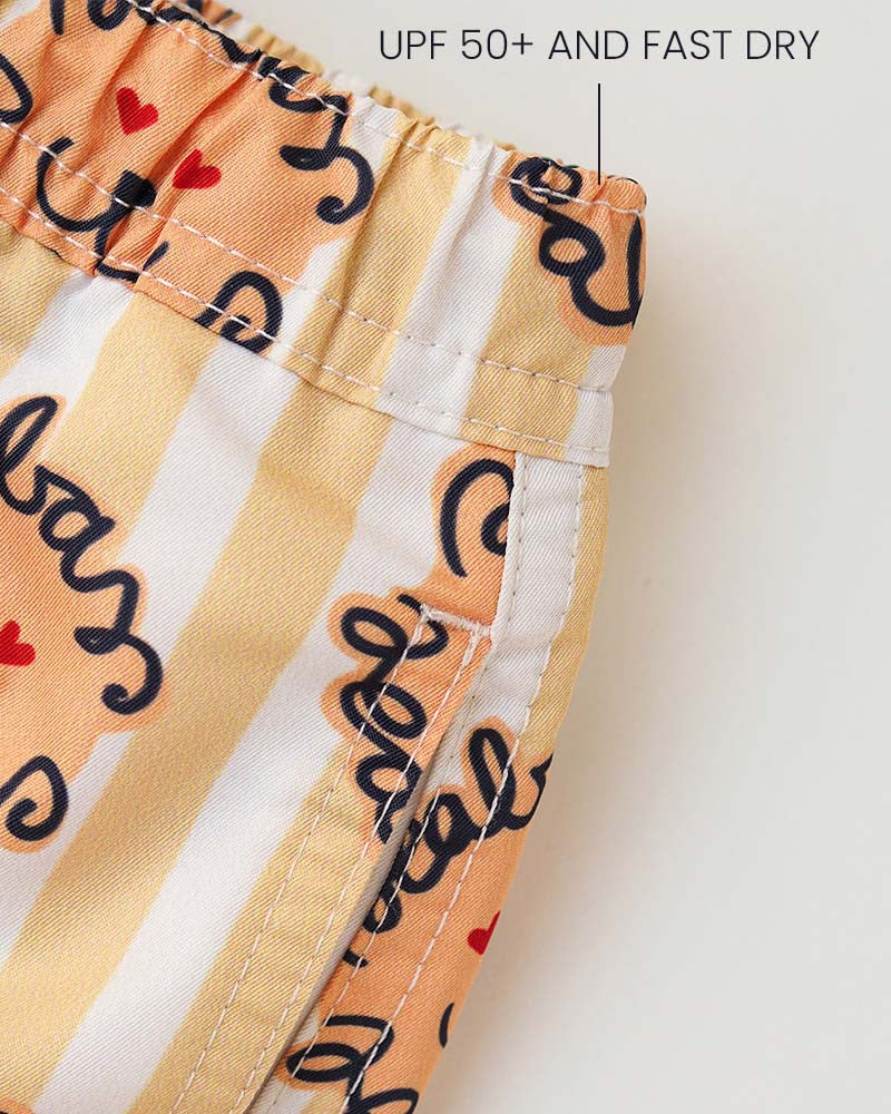 Boy UV Swim Short Leone - lion yellow stripes